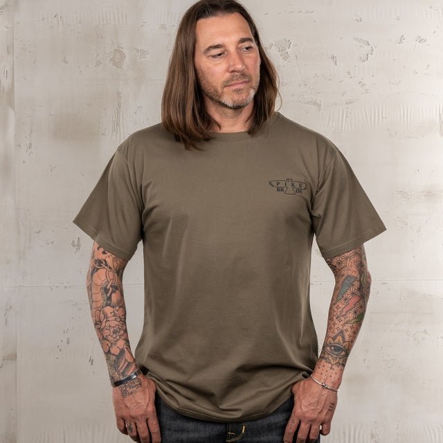 Pike Brothers 1969 Eagle Sports T-shirt in Olive - available at Veloce Club