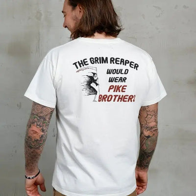 Pike Brothers 1969 Sports T-shirt Grim Reaper in White | Veloce Club