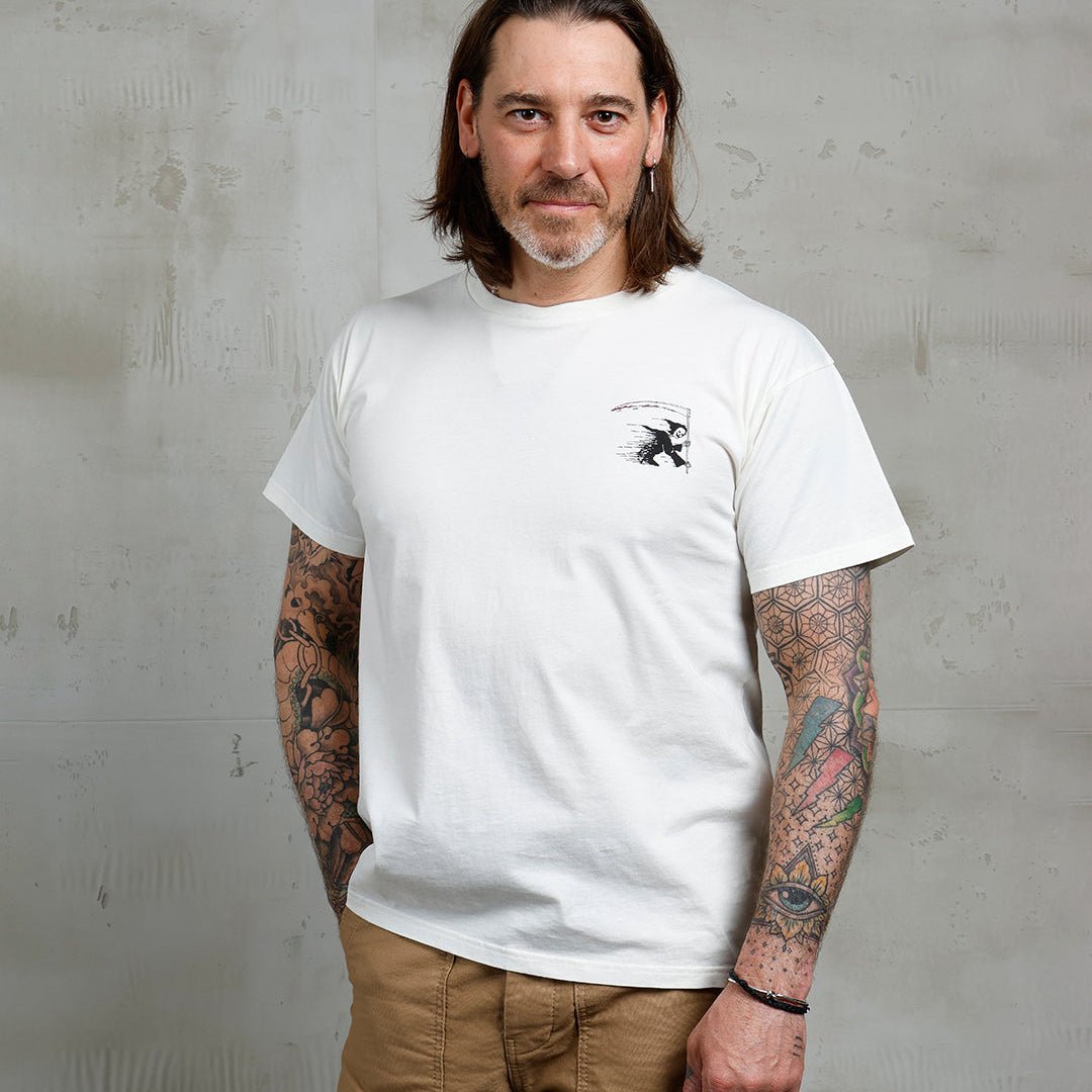 Pike Brothers 1969 Sports T-shirt Grim Reaper in White | Veloce Club