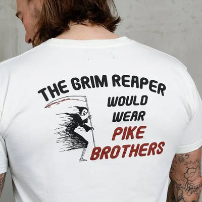 Pike Brothers 1969 Sports T-shirt Grim Reaper in White | Veloce Club