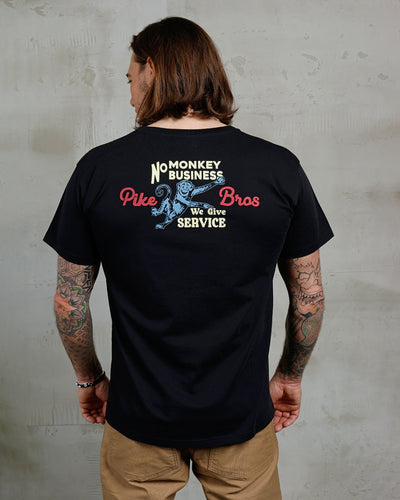 Pike Brothers 1969 Sports Tee No Monkey Business Black | Veloce Club