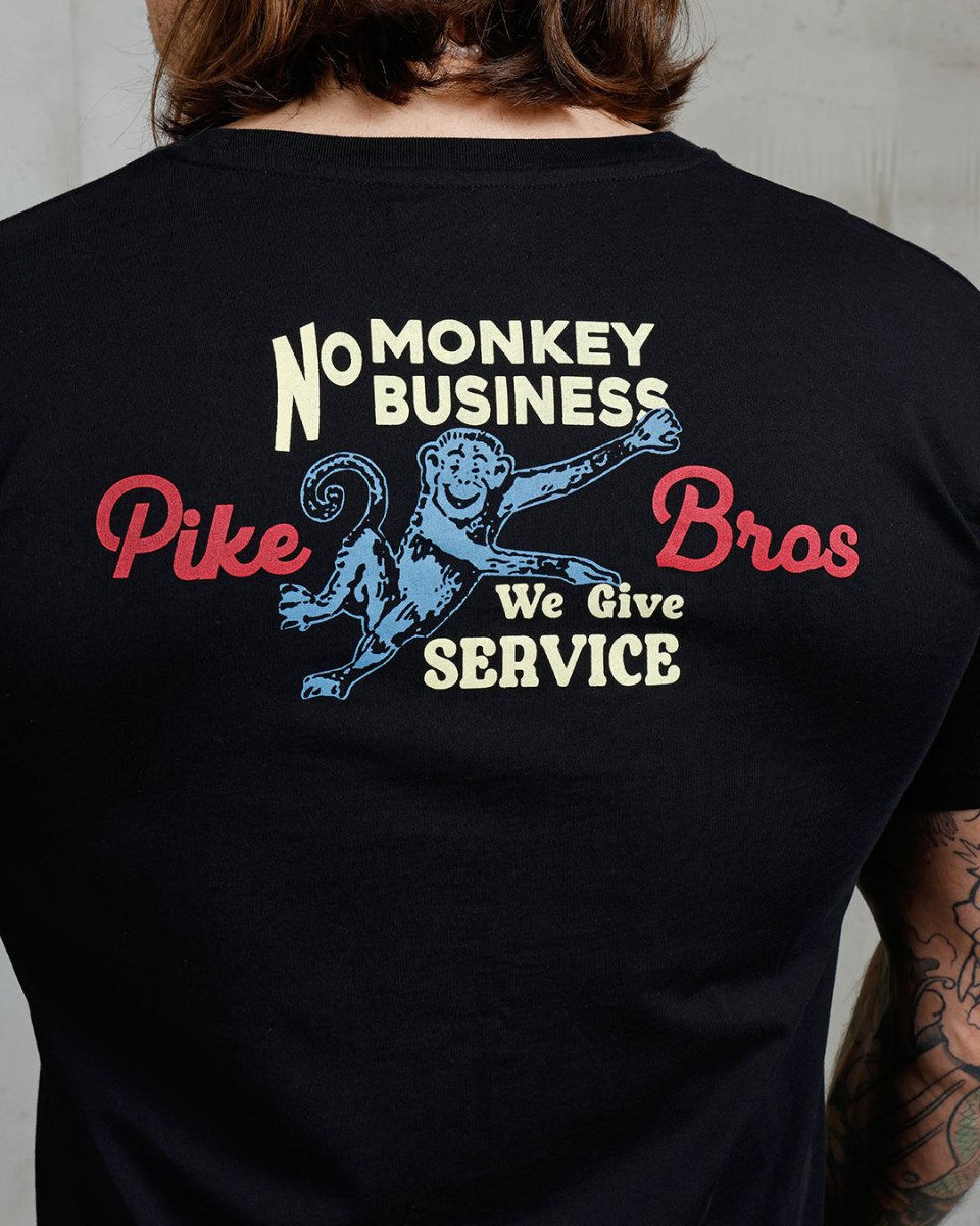 Pike Brothers 1969 Sports Tee No Monkey Business Black | Veloce Club