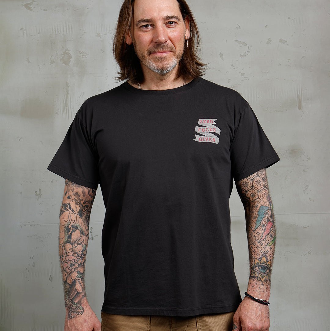 Pike Brothers 1969 Sports Tee Zero Fucks Given Black | Veloce Club