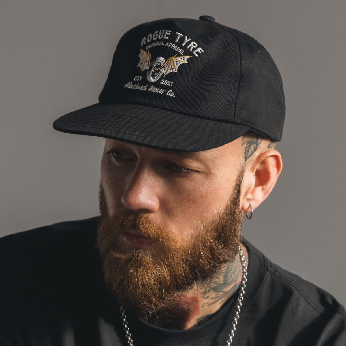 The Macleod Motor Co Rogue Tyre Unstructured Cap available at Veloce Club