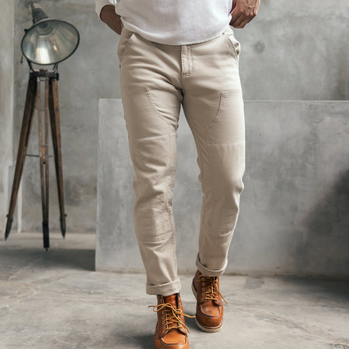 Silk Road Carpenter Motorcycle Trousers in Off white