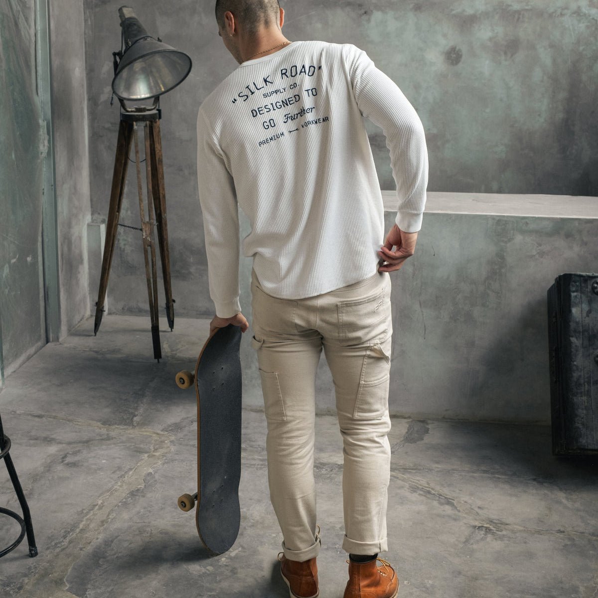 Silk Road Carpenter Motorcycle Trousers in Off white