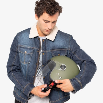 By City The City Open Face Motorcycle Helmet in Matt Green