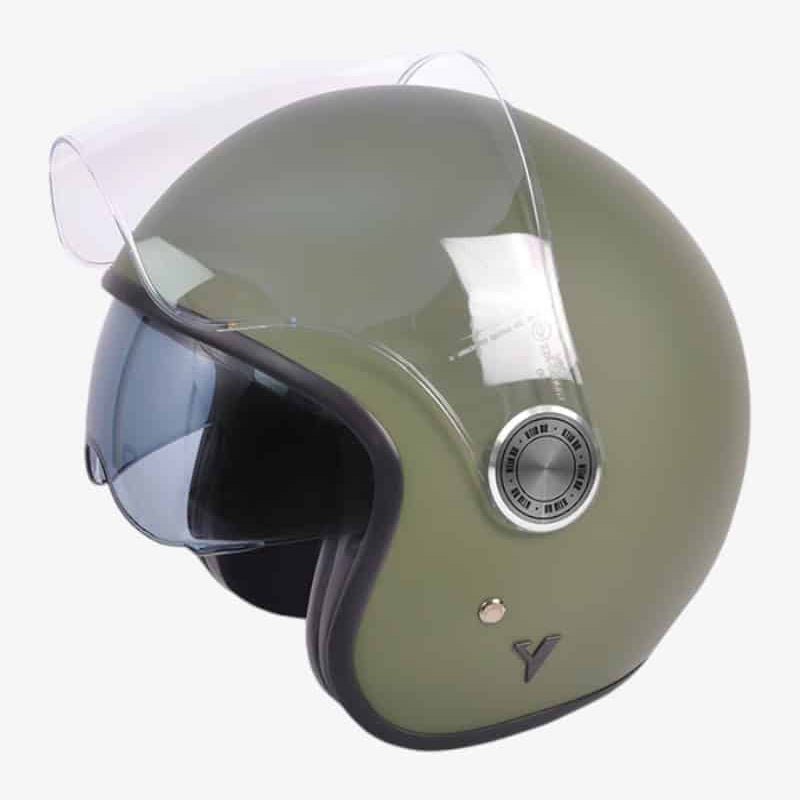 By City The City Open Face Motorcycle Helmet in Matt Green
