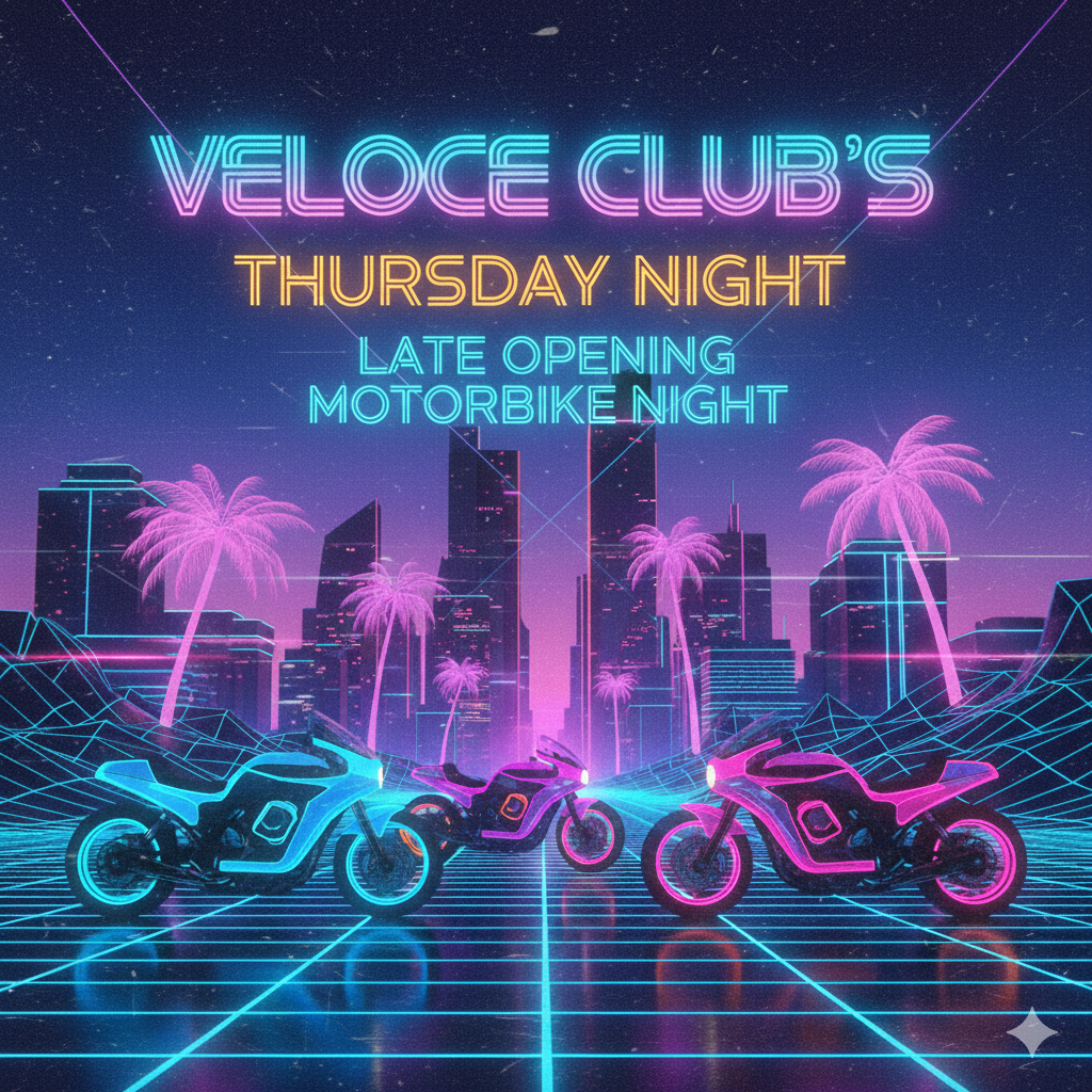 Thurs 27 Aug: Late Night Thursday - available at Veloce Club