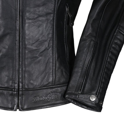 Valerie Black Leather Jacket - available at Veloce Club