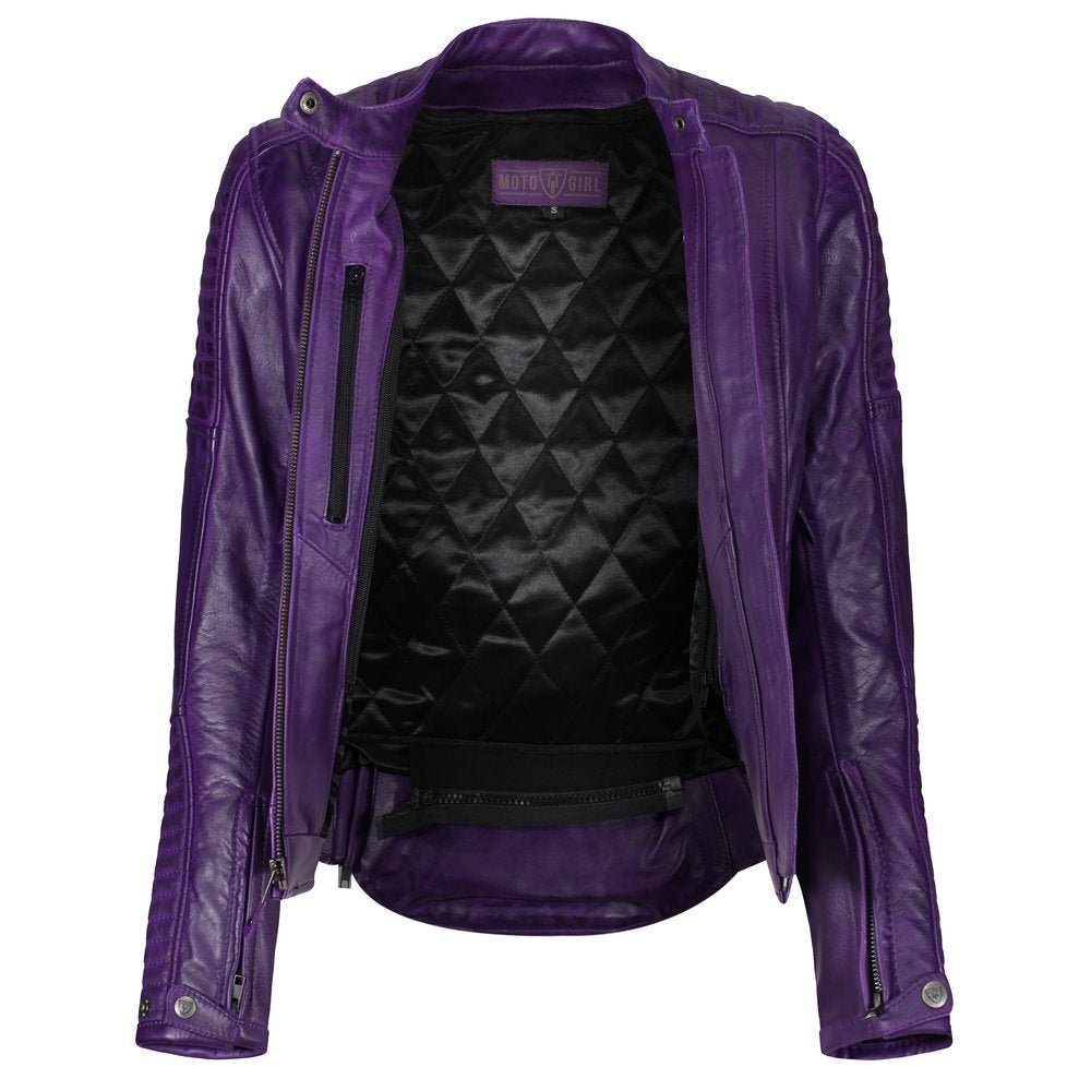 Valerie Purple Leather Jacket - available at Veloce Club