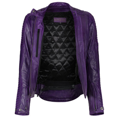 Valerie Purple Leather Jacket - available at Veloce Club