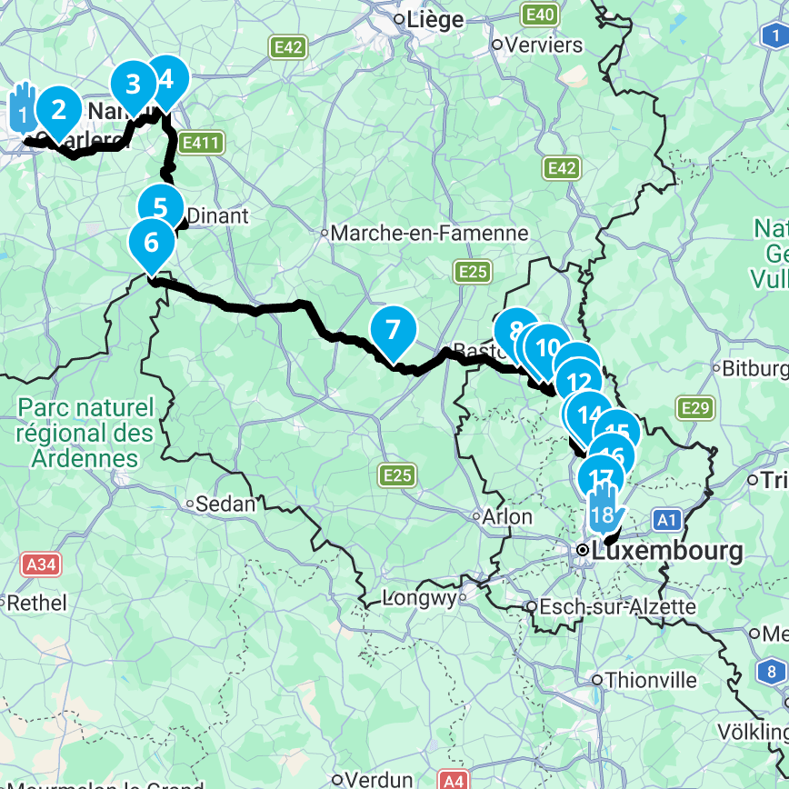 Calais to Luxembourg 4 Day Loop 4x GPX routes Day 2