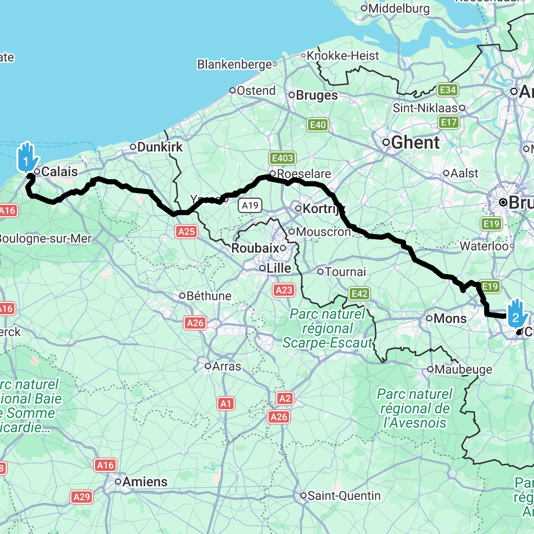 Calais to Luxembourg 4 Day Loop 4x GPX routes Day 1
