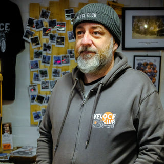 Veloce Club Scrambler77 Hoodie in Charcoal - available at Veloce Club