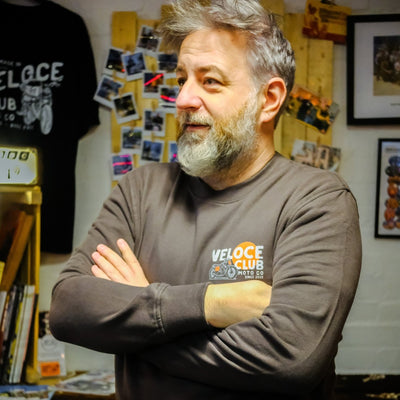 Veloce Club Scrambler77 Motorcycle Sweatshirt - available at Veloce Club