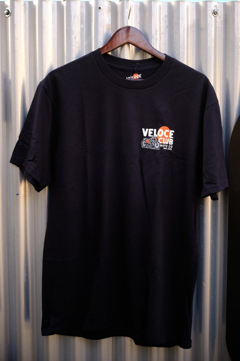 Veloce Club Scrambler77 T-shirt in Black - available at Veloce Club