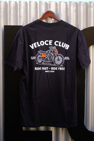 Veloce Club Scrambler77 T-shirt in Black - available at Veloce Club