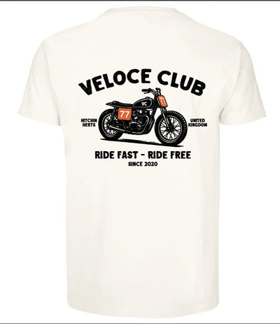 Veloce Club Scrambler77 T-shirt in Ecru - available at Veloce Club