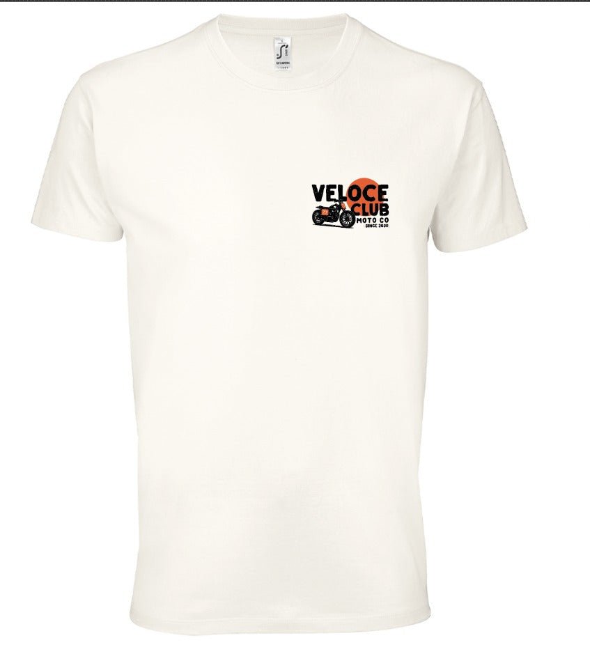 Veloce Club Scrambler77 T-shirt in Ecru - available at Veloce Club