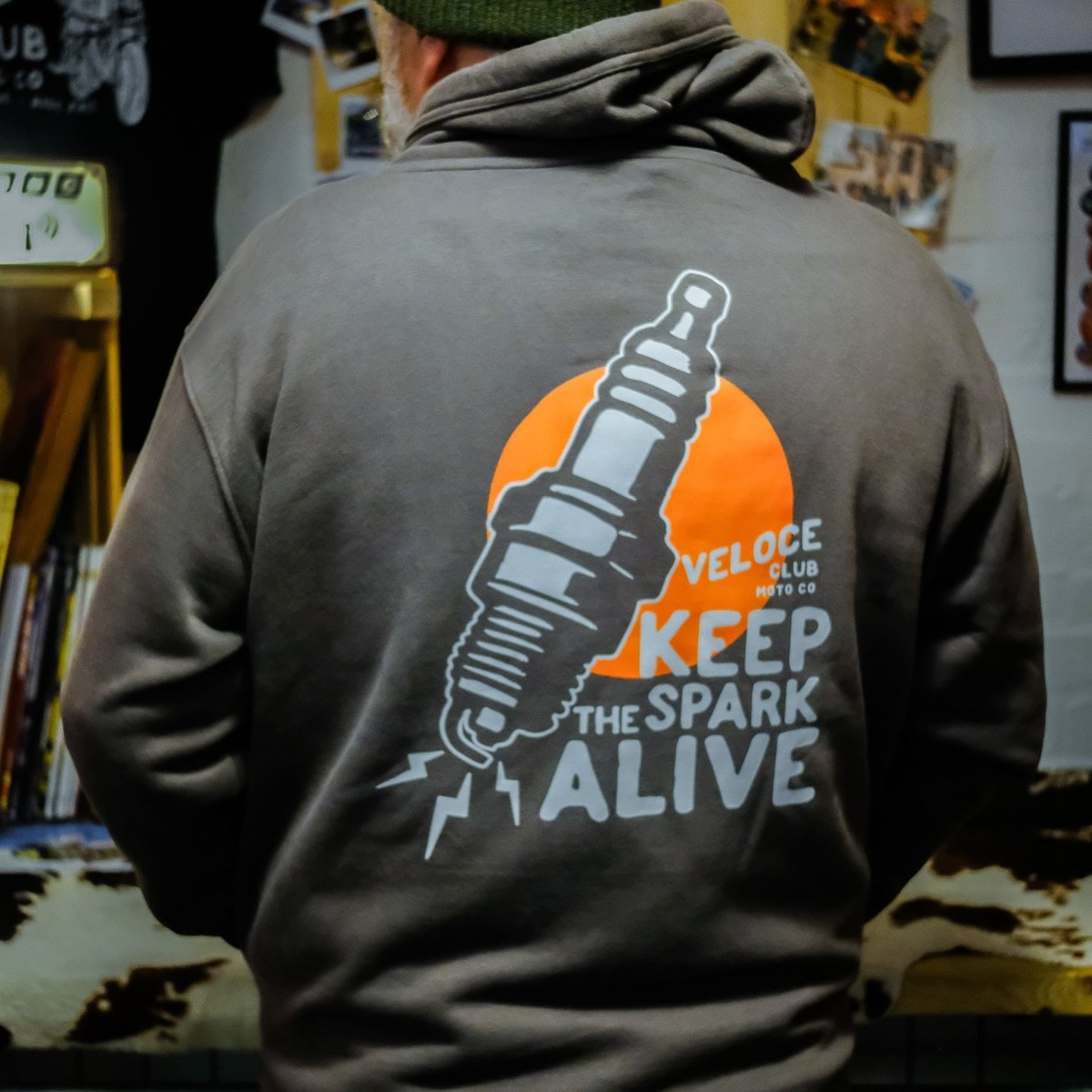 Veloce Club Spark Hoodie in Charcoal - available at Veloce Club