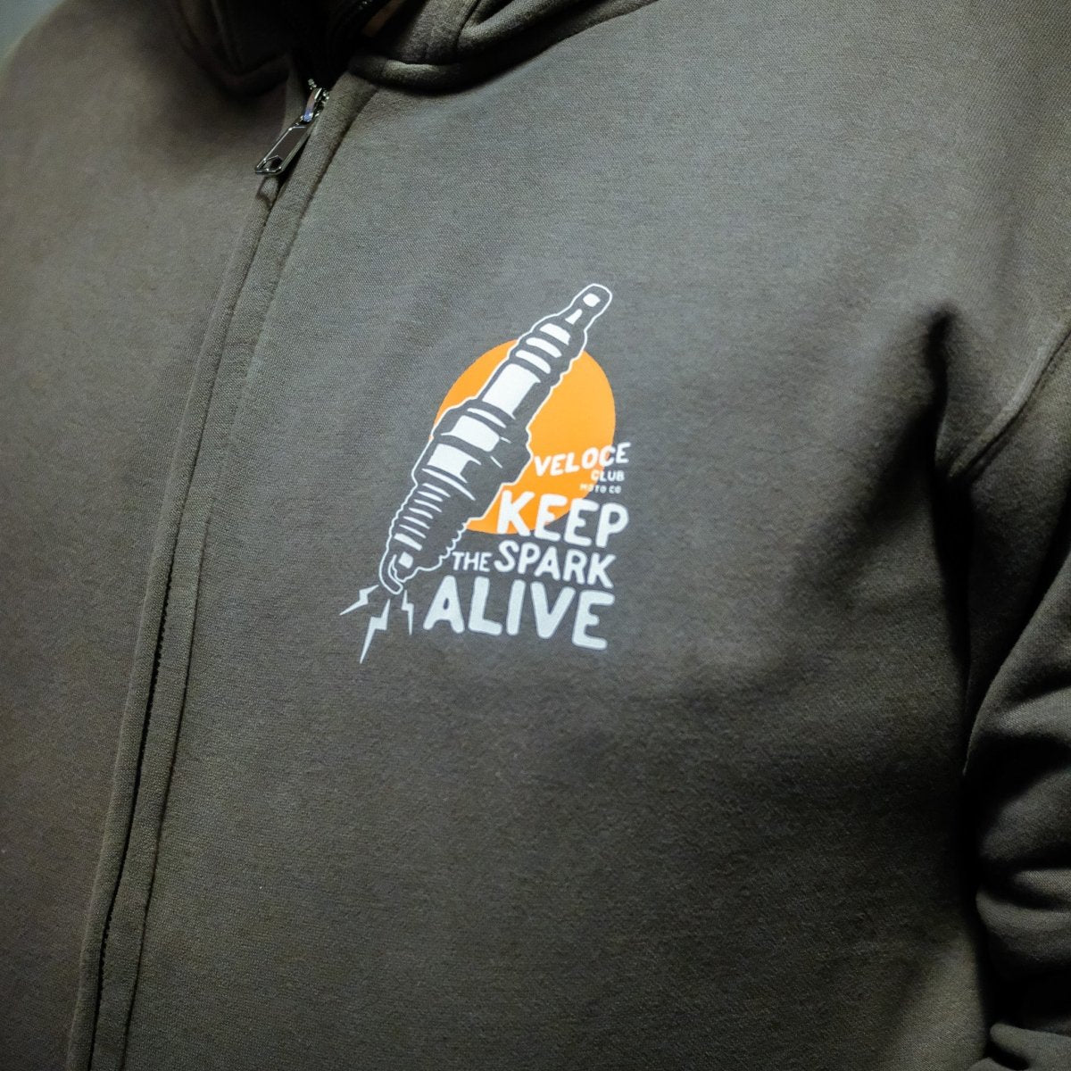 Veloce Club Spark Hoodie in Charcoal - available at Veloce Club