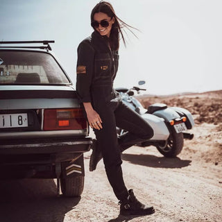 Wildust Sisters Aviator Ladies Jumpsuit in Asphalt - available at Veloce Club