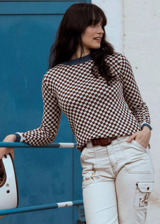 Wildust Sisters - Classic Vintage Racing Jumper - Brown/Blue - available at Veloce Club
