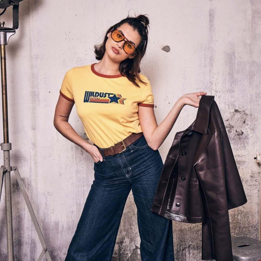 Wildust Sisters Racing T-Shirt in Yellow available at Veloce Club