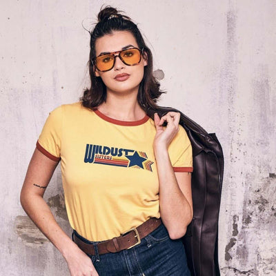 Wildust Sisters Racing T-Shirt in Yellow available at Veloce Club