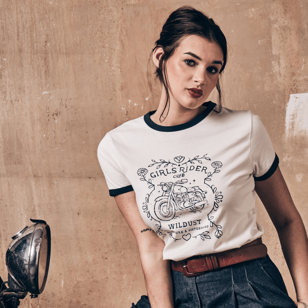 Wildust Sisters Riders Club T-Shirt in White available at Veloce Club