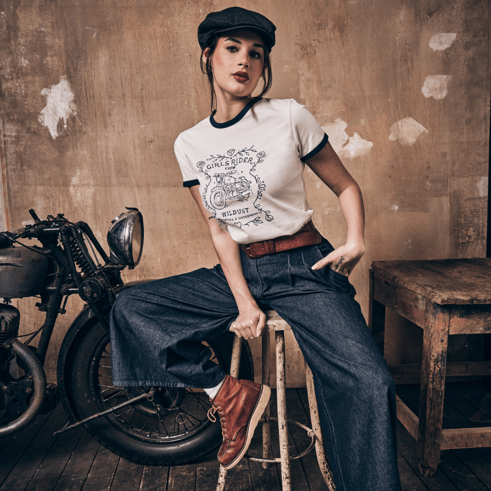 Wildust Sisters Riders Club T-Shirt in White available at Veloce Club