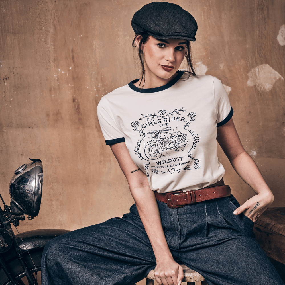 Wildust Sisters Riders Club T-Shirt in White available at Veloce Club