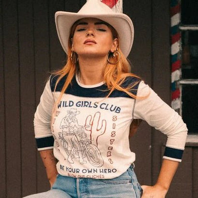 Wildust Sisters Wild Girls Club Long Sleeve - White & Blue | Veloce Club