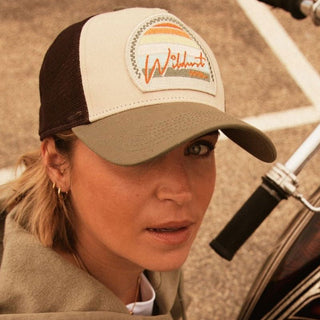 Wildust Sisters Wind Race Women's Trucker Cap in Khaki - available at Veloce Club