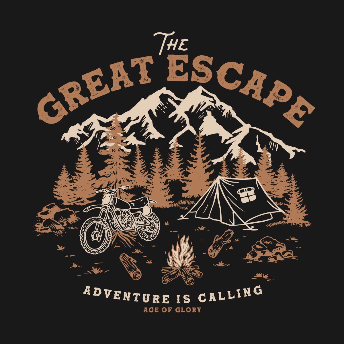 Age of Glory Great Escape T-shirt in Washed Black