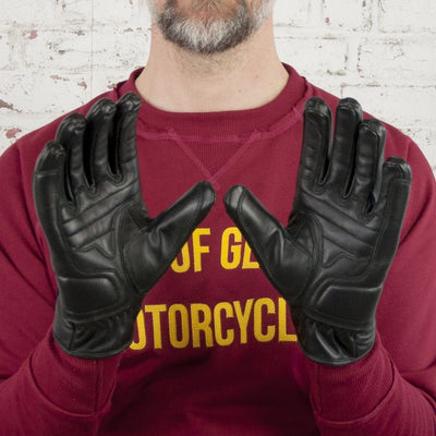 Age of Glory Rover Leather CE Waxed Gloves in Black 