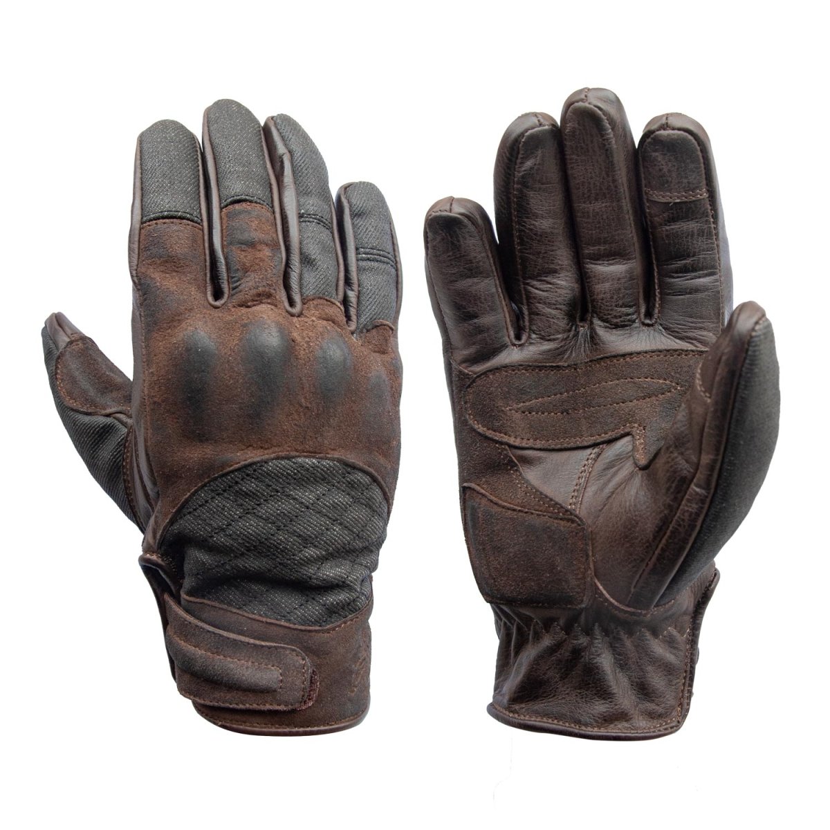 Age of Glory Shifter Gloves Brown Leather and Denim