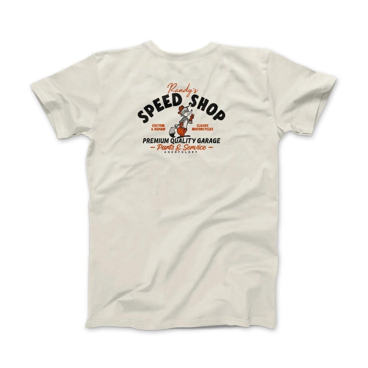 Age of Glory Speed Shop T-shirt in Ecru - available at Veloce Club