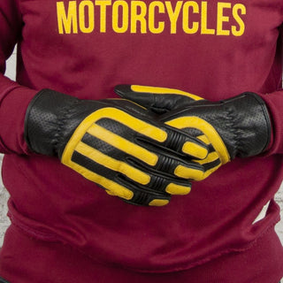 Age of Glory Victory Leather CE Gloves in Black / Yellow