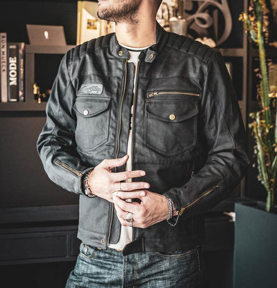 Age of Glory Worker Coated Denim Jacket in Black 