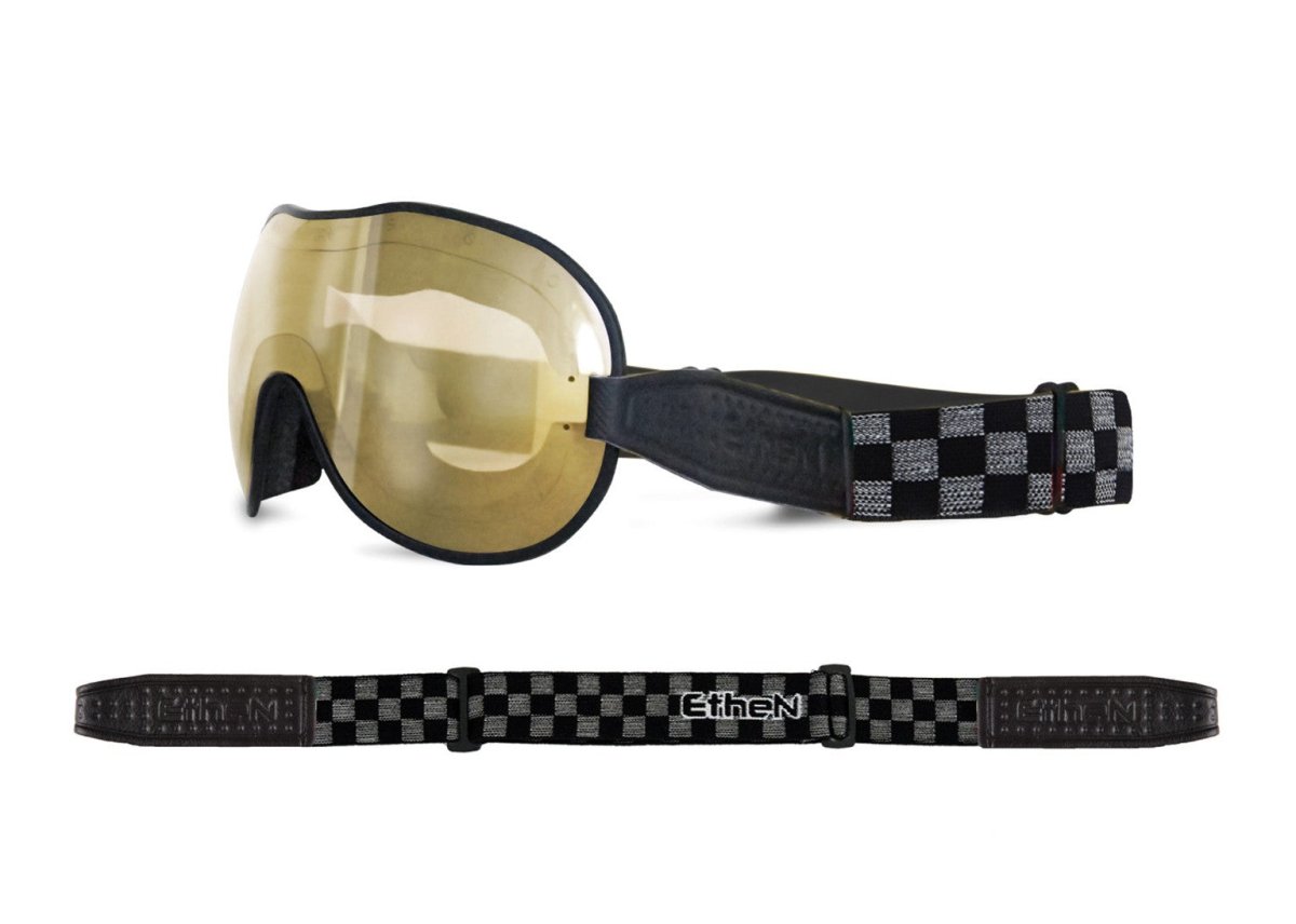 Ethen Cafe Racer Goggles - Black / Grey chequered 