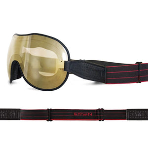 Ethen Cafe Racer Goggles - Black / Red stripes 