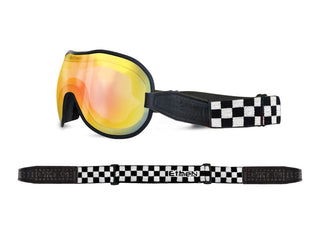 Ethen Cafe Racer Goggles - Black / White chequered