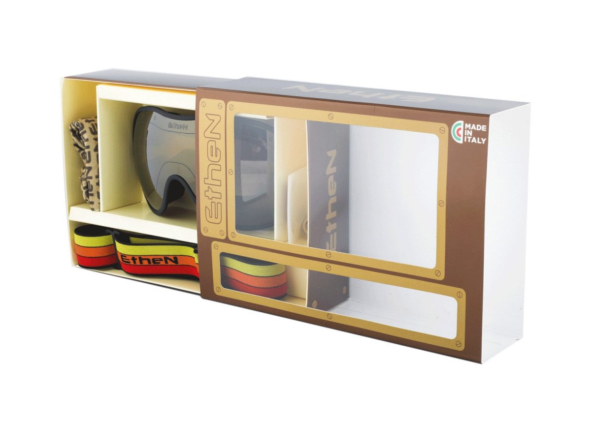 Ethen Cafe Racer Goggles - Orange stripes 