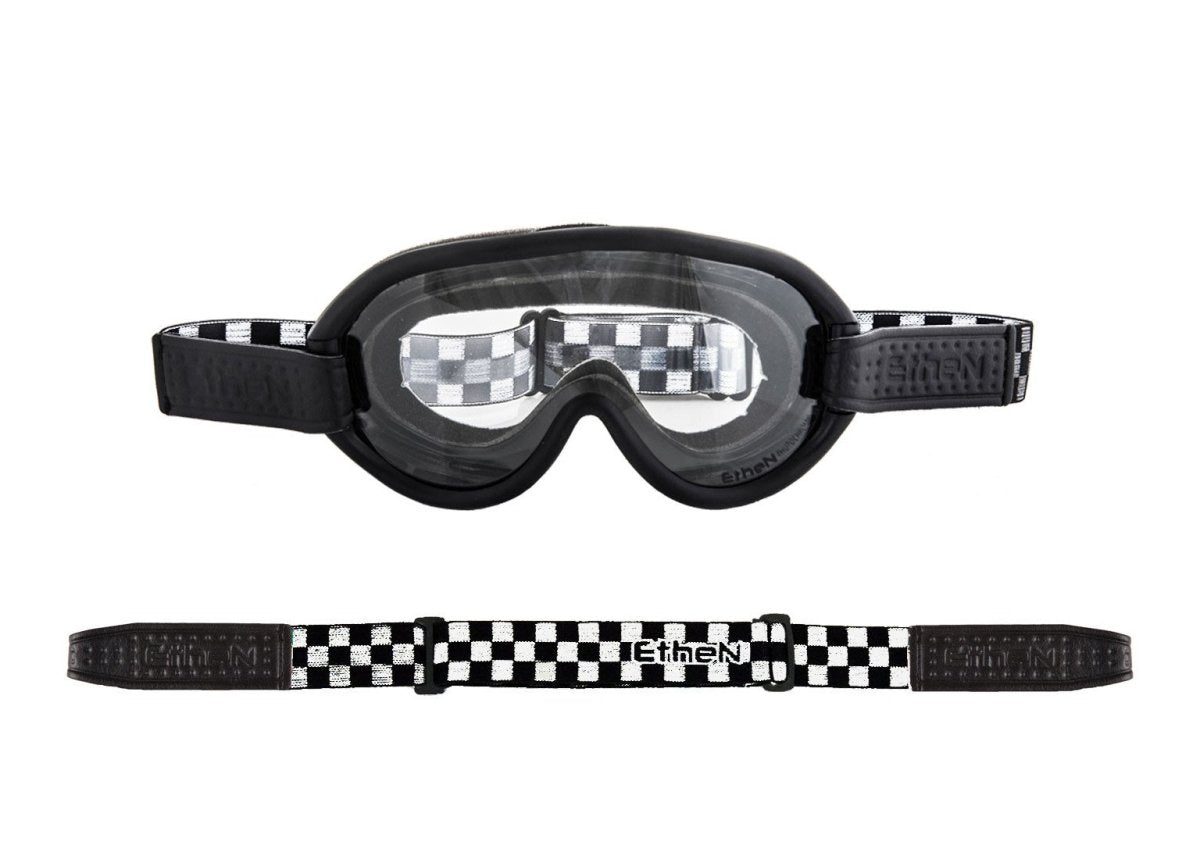 Ethen Scrambler Goggles - Black / White chequered 