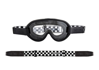 Ethen Scrambler Goggles - Black / White chequered 