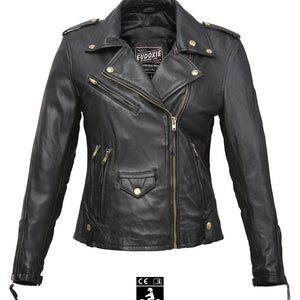 EUDOXIE Suzy Women's Leather Jacket in Black 