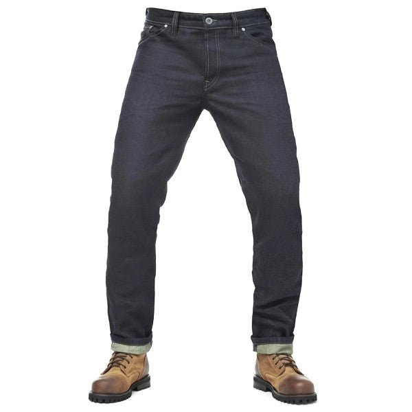 Fuel Greasy Denim Biker Jeans in Blue