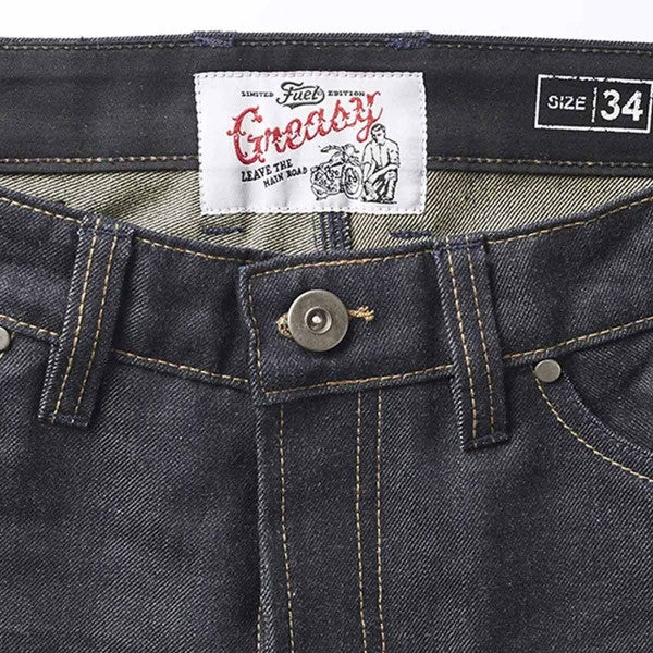 Fuel Greasy Denim Biker Jeans in Blue